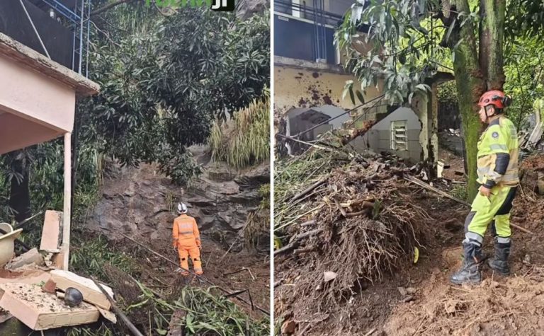 Mulher é soterrada e sai dos escombros sozinha após deslizamento em MG