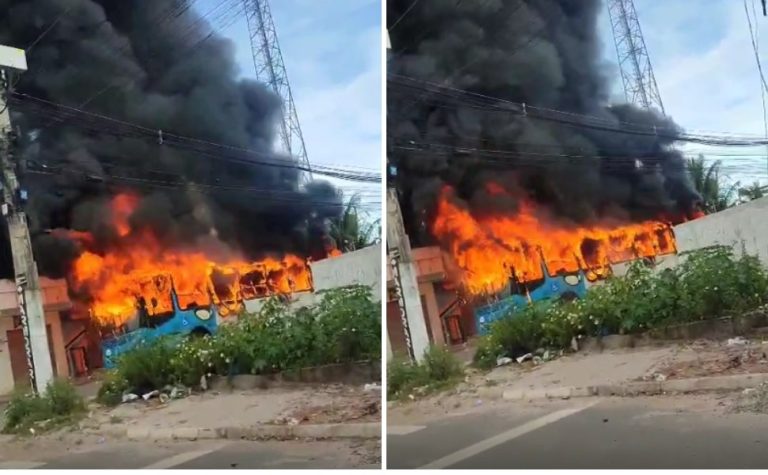 VÍDEO | Ônibus é incendiado por suspeitos encapuzados em Vila Velha