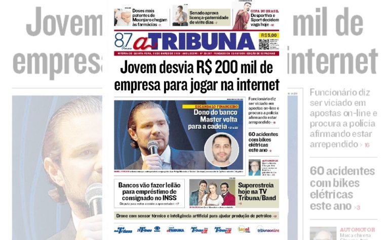 Confira os destaques do jornal A Tribuna desta quinta-feira