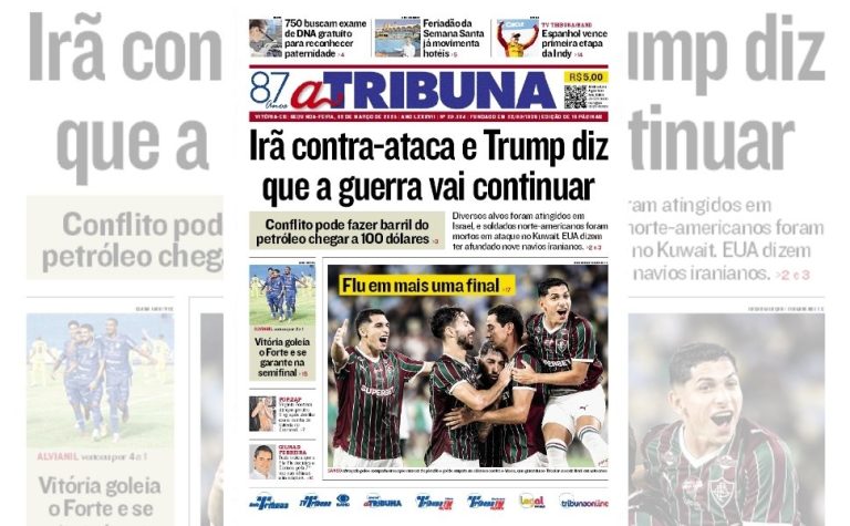 Confira os destaques do jornal A Tribuna desta segunda-feira