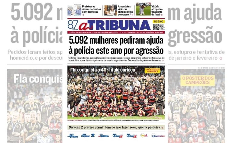 Confira os destaques do jornal A Tribuna desta segunda-feira