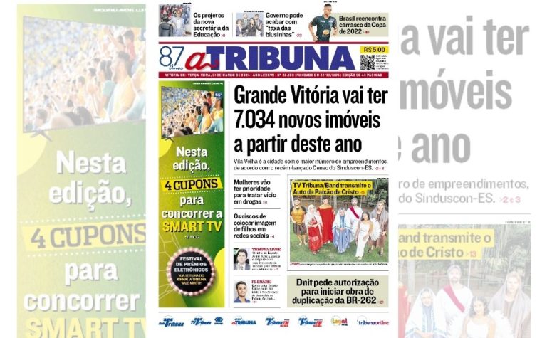 Confira os destaques do jornal A Tribuna desta terça-feira