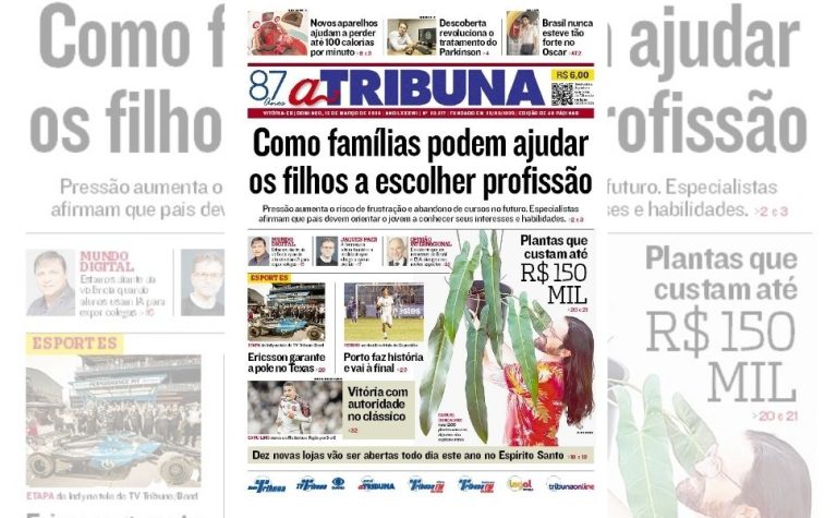 Confira os destaques do jornal A Tribuna deste domingo