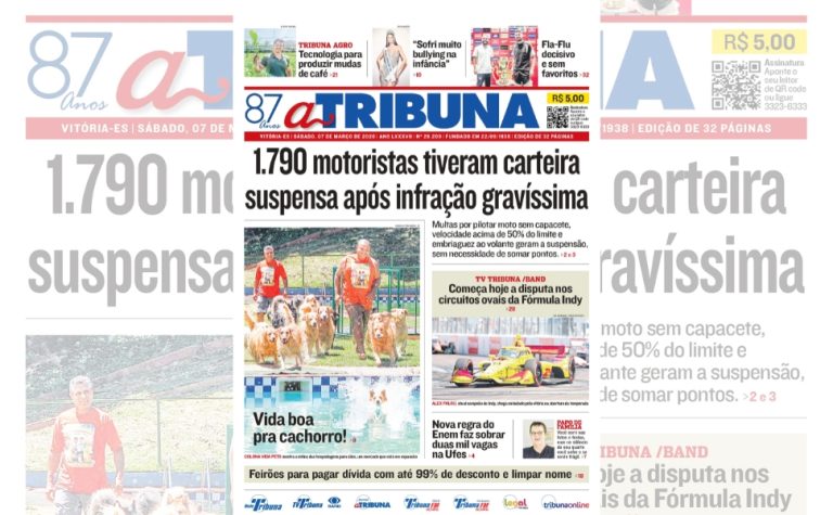 Confira os destaques do jornal A Tribuna deste sábado