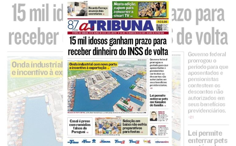 Confira os destaques do jornal A Tribuna deste sábado