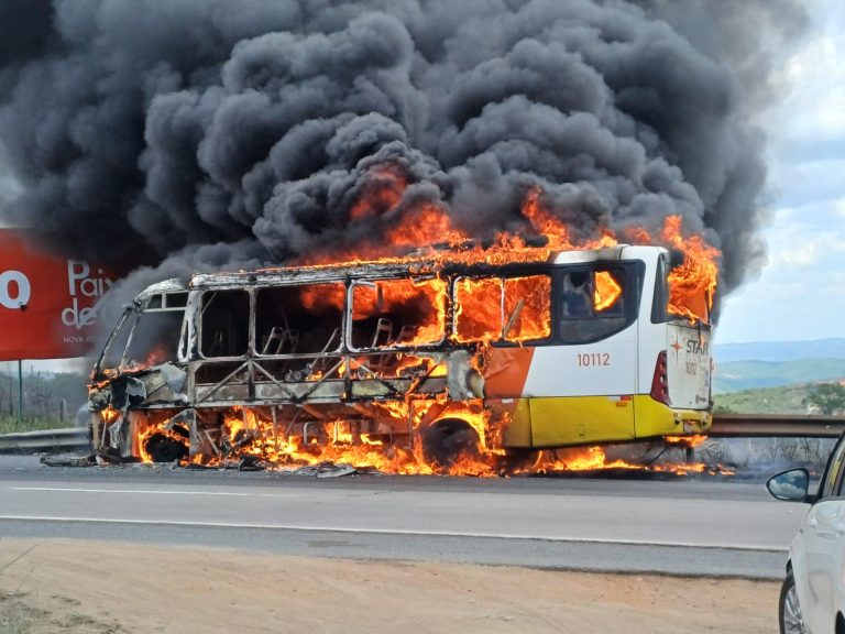 Micro-ônibus da Prefeitura de Amaraji é destruído por incêndio na Serra das Russas