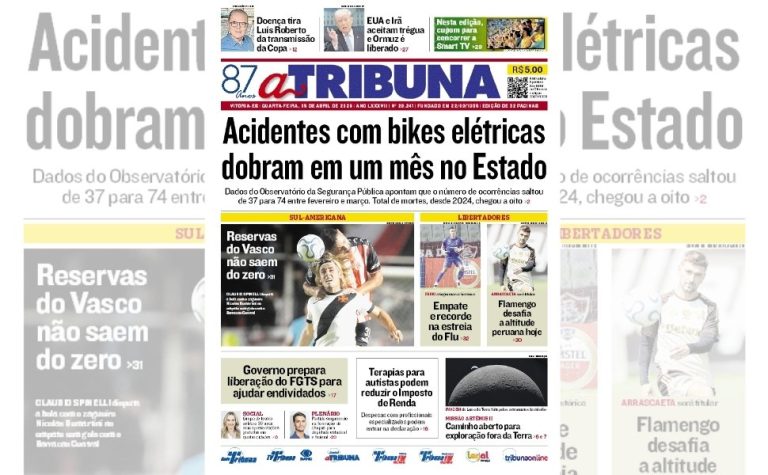 Confira os destaques do jornal A Tribuna desta quarta-feira