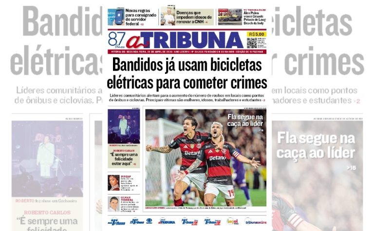 Confira os destaques do jornal A Tribuna desta segunda-feira