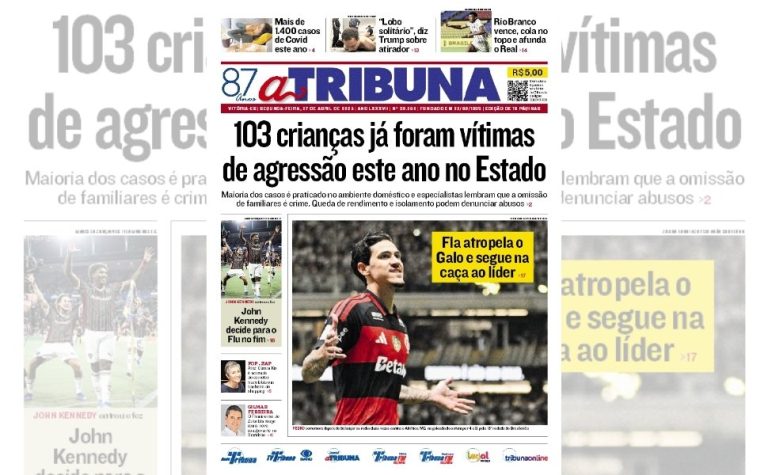 Confira os destaques do jornal A Tribuna desta segunda-feira