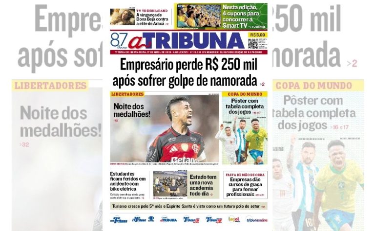 Confira os destaques do jornal A Tribuna desta sexta-feira