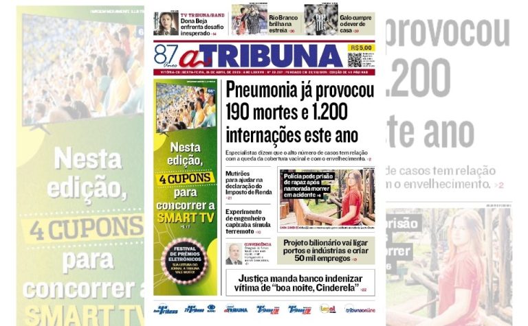 Confira os destaques do jornal A Tribuna desta sexta-feira