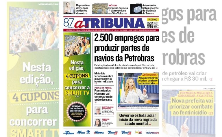Confira os destaques do jornal A Tribuna desta terça-feira