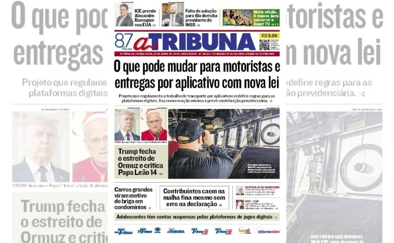 Confira os destaques do jornal A Tribuna desta terça-feira