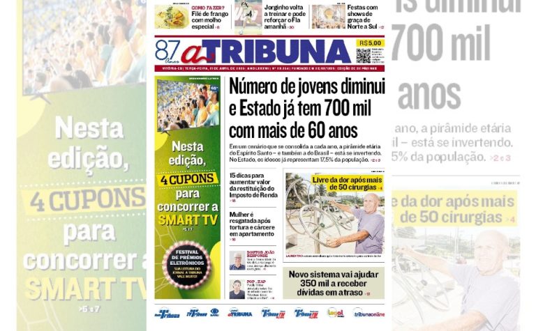 Confira os destaques do jornal A Tribuna desta terça-feira