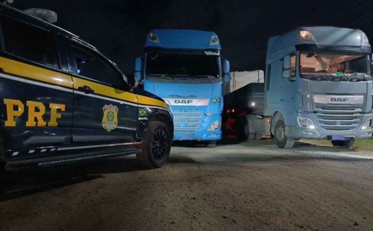 PRF flagra dois caminhões com a mesma placa em João Neiva