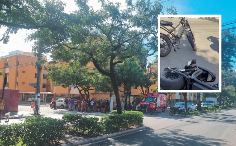 Estudantes ficam feridos em acidente com bike elétrica em Jardim Camburi
