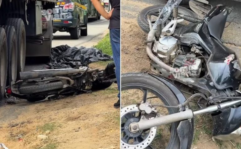 Motociclista morre atropelado por carreta na BR-101 em Viana