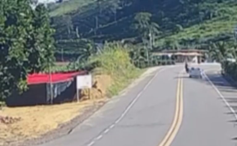 Motociclista perde o controle e colide contra carro na ES-344; veja vídeo