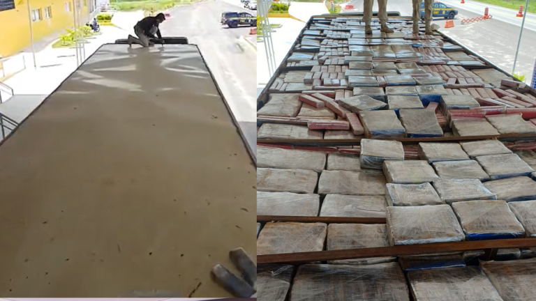 PRF apreende 1,9 tonelada de maconha no teto de caminhão frigorífico em Juazeiro