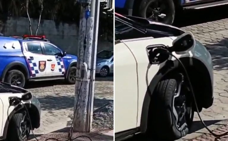 VÍDEO | Motorista faz “gato” para carregar carro elétrico em Vitória