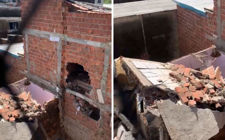 Casa desaba em Brasília Teimosa e mobiliza Corpo de Bombeiros neste sábado (9)