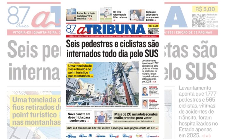 Confira os destaques do jornal A Tribuna desta quarta-feira
