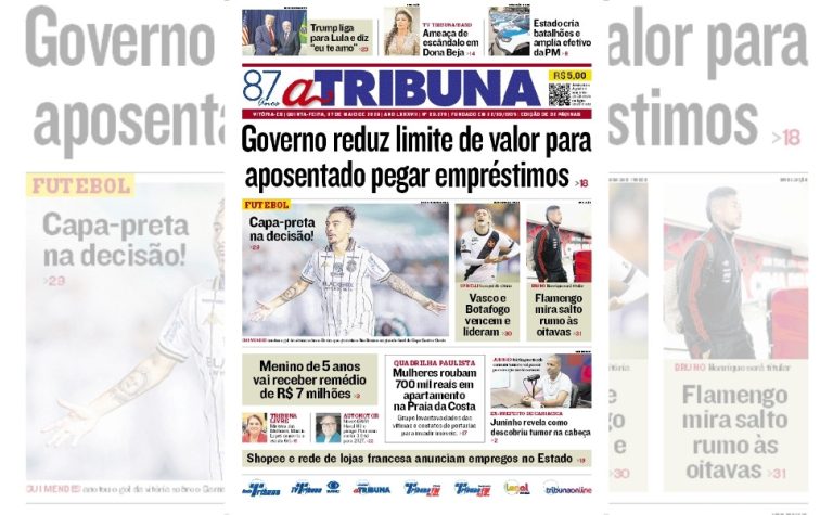 Confira os destaques do jornal A Tribuna desta quinta-feira