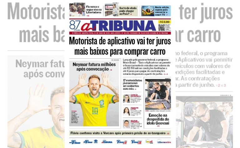 Confira os destaques do jornal A Tribuna desta quinta-feira