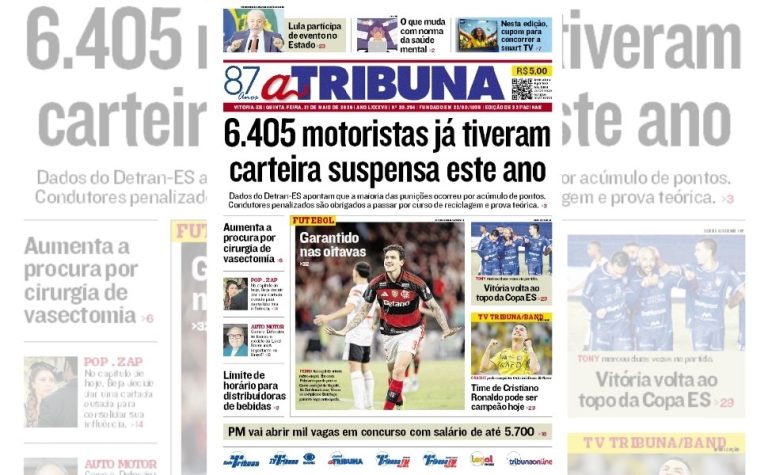 Confira os destaques do jornal A Tribuna desta quinta-feira