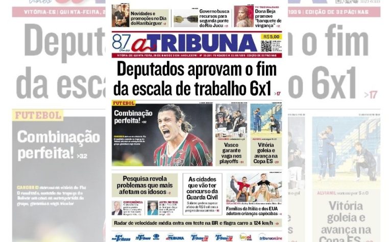 Confira os destaques do jornal A Tribuna desta quinta-feira