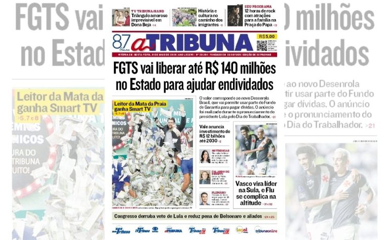 Confira os destaques do jornal A Tribuna desta sexta-feira