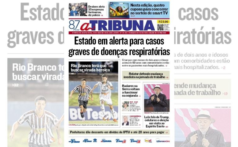 Confira os destaques do jornal A Tribuna desta sexta-feira