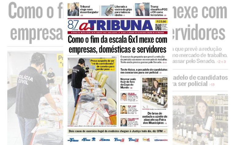 Confira os destaques do jornal A Tribuna desta sexta-feira