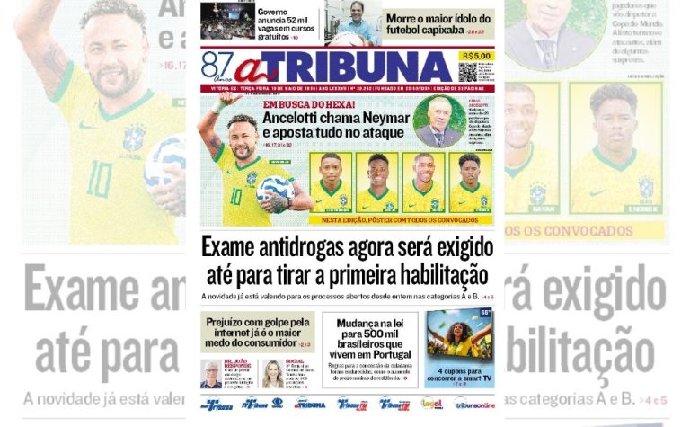 Confira os destaques do jornal A Tribuna desta terça-feira