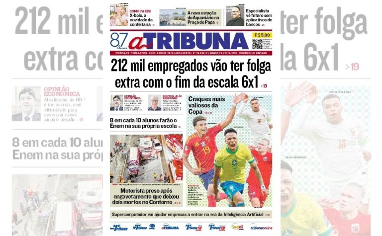 Confira os destaques do jornal A Tribuna desta terça-feira
