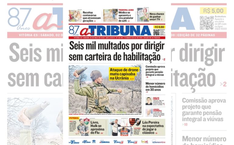 Confira os destaques do jornal A Tribuna deste sábado