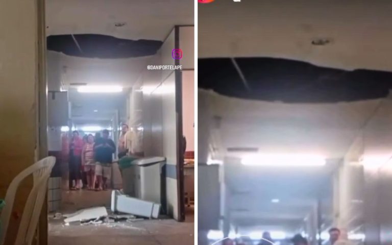 Teto de enfermaria do Hospital da Restauração cede após fortes chuvas no Recife