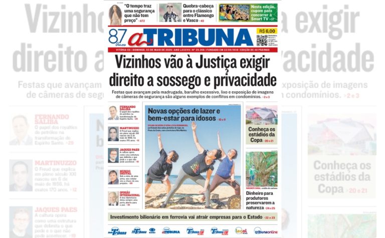 Veja os destaques do jornal A Tribuna deste domingo, dia 03 de maio