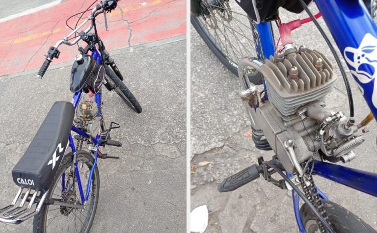 Bicicleta a combustão é apreendida em avenida de Vitória