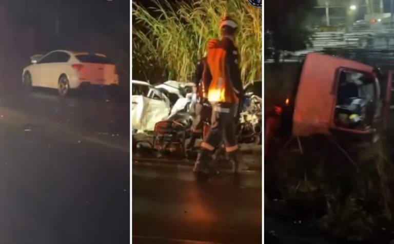 Colisão entre dois carros e um caminhão deixa dois mortos na BR-101, em Linhares