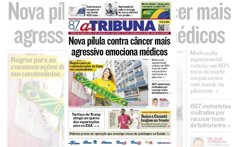 Confira os destaques do jornal A Tribuna desta quarta-feira