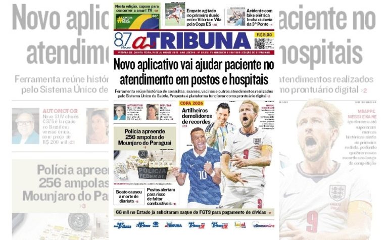 Confira os destaques do jornal A Tribuna desta quinta-feira