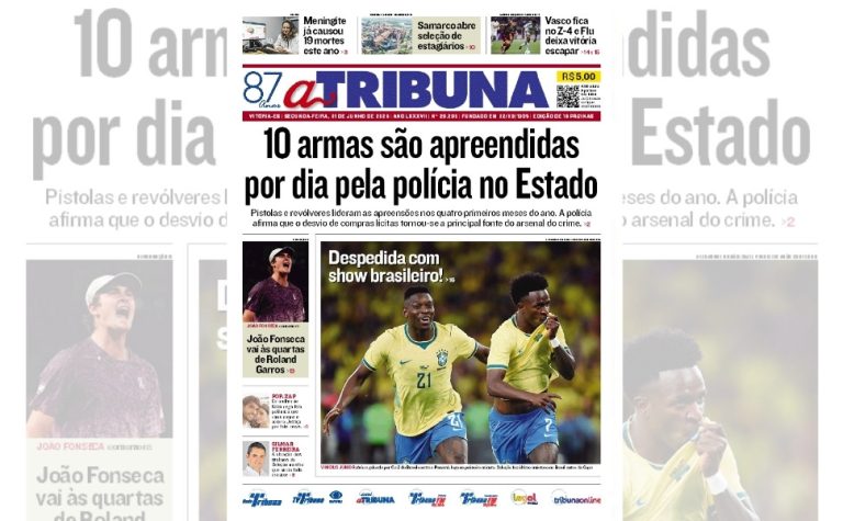 Confira os destaques do jornal A Tribuna desta segunda-feira