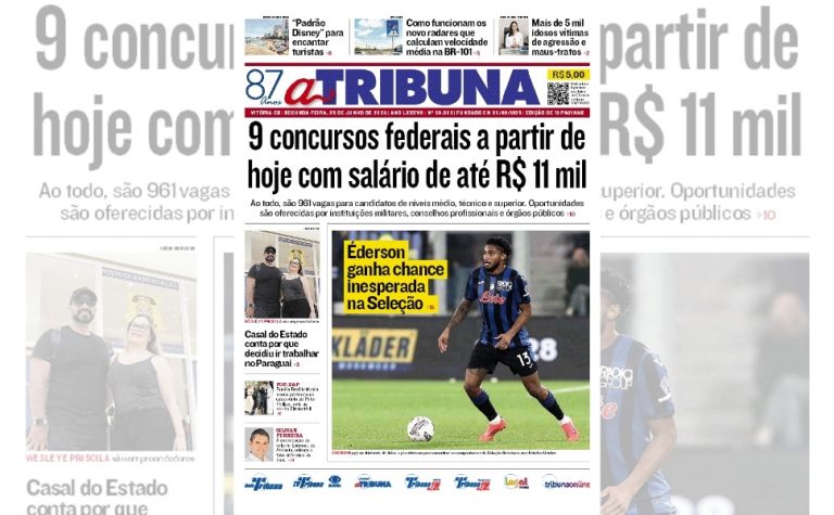 Confira os destaques do jornal A Tribuna desta segunda-feira