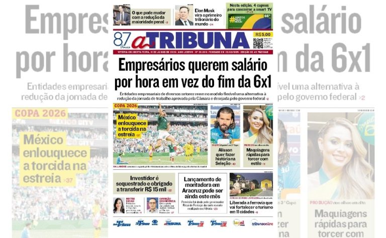 Confira os destaques do jornal A Tribuna desta sexta-feira