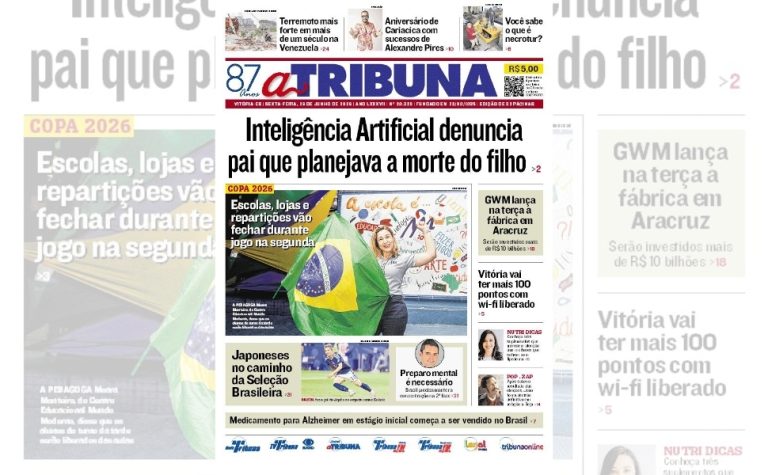 Confira os destaques do jornal A Tribuna desta sexta
