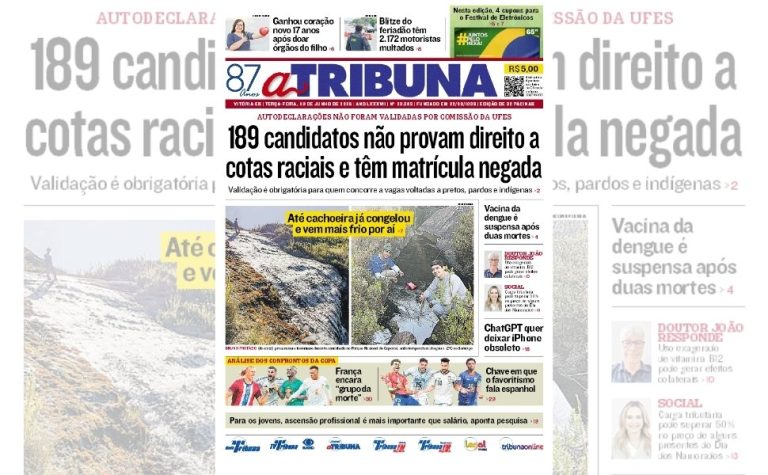 Confira os destaques do jornal A Tribuna desta terça-feira