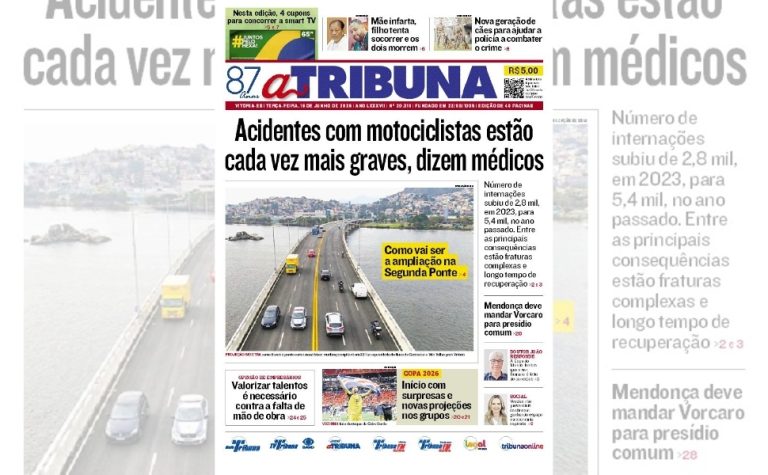 Confira os destaques do jornal A Tribuna desta terça-feira