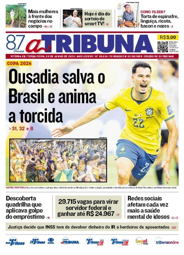 Confira os destaques do jornal A Tribuna desta terça-feira