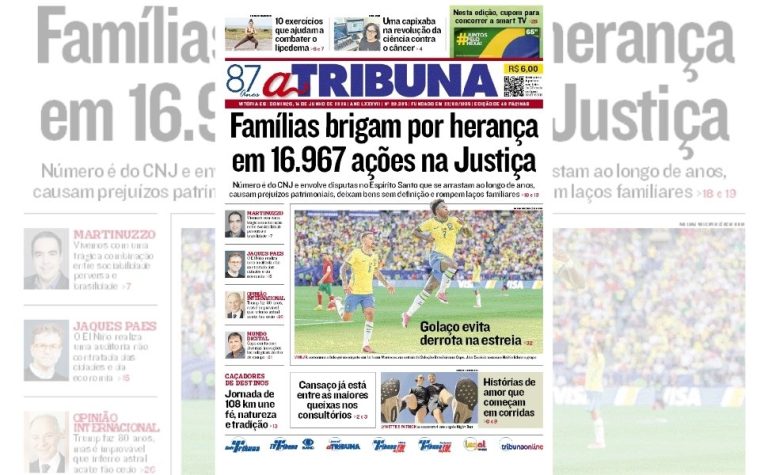 Confira os destaques do jornal A Tribuna deste domingo